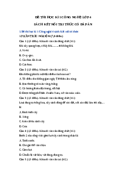 Đề thi học kì 1 môn Công nghệ 4 Kết nối tri thức - Đề số 1