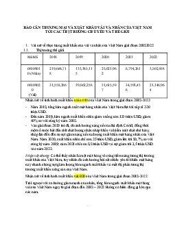 Tài liệu về rào cản thương mại xuất nhập và nhãn của Việt Nam đến các thị trường chủ yếu và thế giới