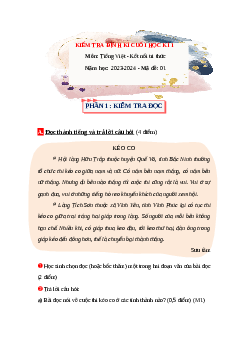 Đề thi Tiếng Việt lớp 4 học kì 1 Kết nối tri thức năm 2023 - Đề 1