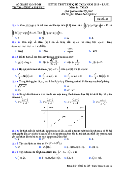 Đề thi thử Toán THPT Quốc gia 2019 lần 1 trường A Hải Hậu – Nam Định