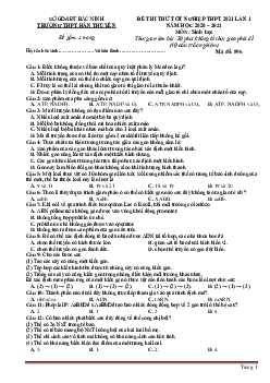 Đề thi thử tốt nghiệp môn sinh 2021 Trường THPT Hàn Thuyên lần 1 (đề 896, có đáp án)