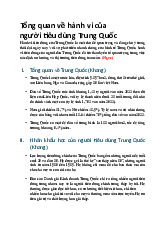 Tổng quan về hành vi tiêu dùng người tiêu dùng Trung Quốc | Môn Hành vi người tiêu dùng - Đại học Kinh tế và Quản trị kinh doanh, Đại học Thái Nguyên