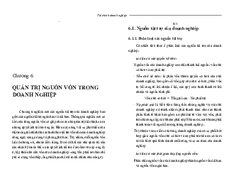 Chương 6 Quản trị nguồn vốn trong doanh nghiệp | Tài chính doanh nghiệp | Học viện Ngân Hàng
