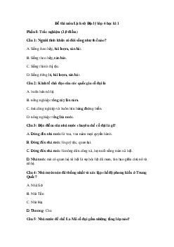 Đề thi Lịch sử Địa lý lớp 6 học kì 1 Kết nối tri thức năm học 2023 - 2024 đề 2