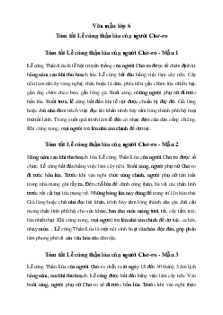 Văn mẫu lớp 6: Tóm tắt văn bản Lễ cúng thần lúa của người Chơ-ro (3 mẫu) - Chân Trời Sáng Tạo