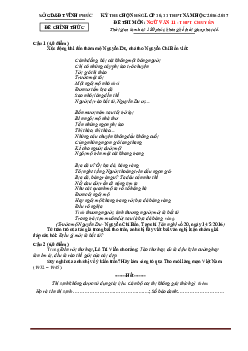 Đề thi HSG Chuyên Văn 11 tỉnh Vĩnh Phúc năm 2017 (có đáp án )