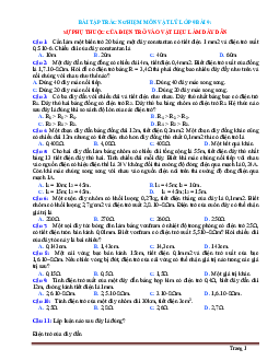 Bài tập trắc nghiệm môn vật lý 9 Bài 9 Sự phụ thuộc của điện trở vào vật liệu làm dây dẫn (có đáp án)