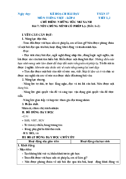 Giáo án Tiếng Việt lớp 4 Tuần 17 | Chân trời sáng tạo