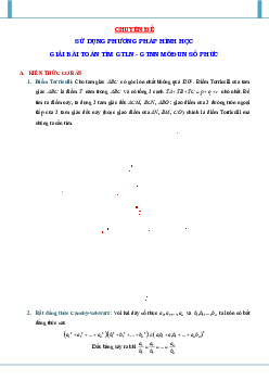 Sử dụng phương pháp hình học giải bài toán tìm GTLN – GTNN môđun số phức Toán 12