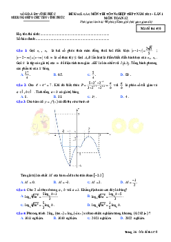 Đề thi thử THPT Quốc gia 2022 môn Toán lần 1 trường THPT Chuyên Vĩnh Phúc