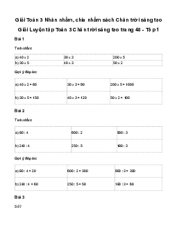 Giải Toán 3: Nhân nhẩm, chia nhẩm | Chân trời sáng tạo