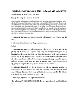 Giải Kinh tế và Pháp luật 10 Bài 5: Ngân sách nhà nước KNTT