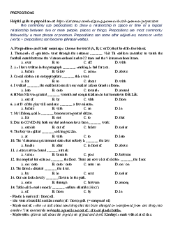 Preposition exercises without key dành cho học sinh giỏi
