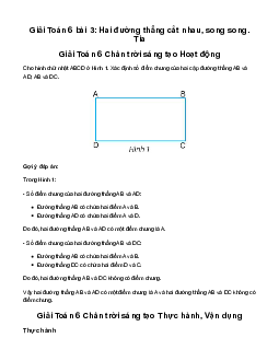 Giải Toán 6 Bài 3: Hai đường thẳng cắt nhau, song song. Tia sách Chân Trời Sáng Tạo