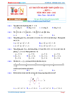 Đáp án và lời giải chi tiết đề thi chính thức tốt nghiệp THPT 2021 môn Toán