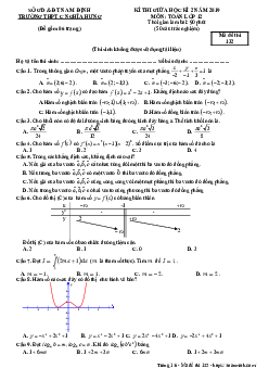 Đề thi giữa học kỳ 2 Toán 12 năm 2019 trường THPT C Nghĩa Hưng – Nam Định