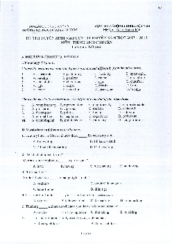 Đề thi vào lớp 10 THPT Chuyên môn Tiếng Anh trường Đại học sư phạm Thành Phố Hồ Chí Minh năm học 2013-2014