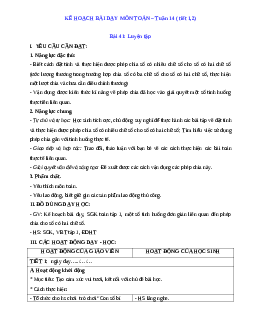 Giáo án Toán lớp 4 Tuần 14 | Cánh diều