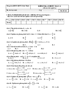 Đề kiểm tra Đại số và Giải tích 11 chương 1 (Lượng giác) trung tâm GDNN – GDTX Châu Thành – Hậu Giang