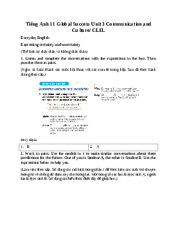 Giải Unit 3 Communication and Culture/ CLIL | Tiếng Anh 11 Global Success