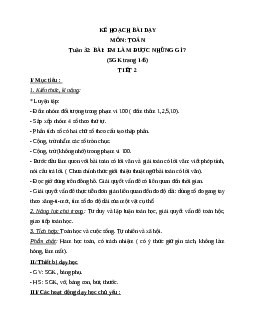 Giáo án Toán 2 sách Chân trời sáng tạo (cả năm) | Tuần 32 | Tiết 2