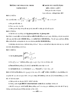 Đề khảo sát Toán 9 năm 2020 – 2021 trường THCS Phan Chu Trinh – Hà Nội