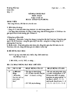Giáo án Toán 2 sách Cánh diều (Cả năm) | Tuần 7