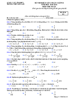 Đề thi KSCL Toán 11 lần 1 năm 2020 – 2021 trường THPT Liễn Sơn – Vĩnh Phúc
