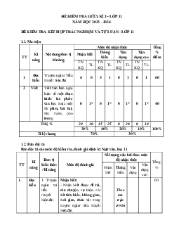Đề thi giữa học kì 1 môn Ngữ văn 11 năm 2023 - 2024 sách Chân trời sáng tạo | Đề 3