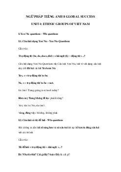 Ngữ pháp Unit 4 lớp 8 Ethnic groups of Viet Nam Global success