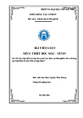 Chủ đề: Sự nhận thức và vận dụng của bản thân sau khi nghiên cứu nội dungquy luật Mâu thuẫn? Hãy chứng minh? | Tiểu luận môn Triết học Mác - Lênin | Trường đại học Mở Hà Nội