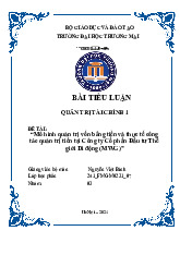 Mô hình quản trị vốn bằng tiền và thực tế công tác quản trị tiền tại Công ty Cổ phần Đầu tư Thế giới Di động (MWG) | Bài thảo luận quản trị tài chính