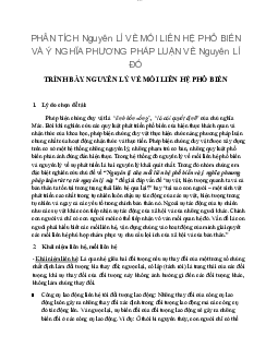 Phân tích nguyên lý về mối liên hệ phổ biến và ý nghĩa phương pháp luận về nguyên lý đó | Trường Đại học Giao thông Vận tải