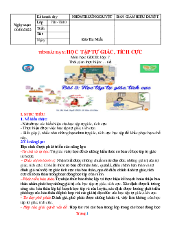 Giáo án GDCD 7 kết nối tri thức bài 3: Học tập tự giác tích cực