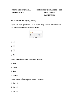 Đề thi học kì 2 môn Tin học 7 năm 2022 - 2023 sách Kết nối tri thức với cuộc sống - Đề 2