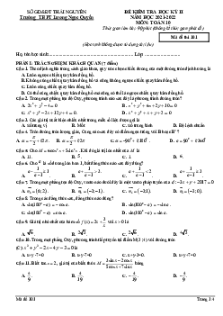 Đề học kỳ 2 Toán 10 năm 2021 – 2022 trường Lương Ngọc Quyến – Thái Nguyên