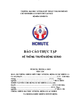 Báo cáo thực tập Hệ thống truyền động Servo | Đại học Sư phạm Kỹ thuật Thành phố Hồ Chí Minh