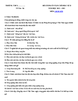 Đề cương ôn tập học kì 2 môn Lịch sử lớp 8 năm 2022 - 2023