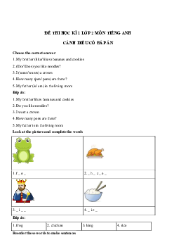 Đề thi học kì 1 Tiếng Anh lớp 2 năm 2023 - 2024 | Cánh diều