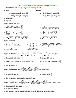 Đề cương ôn tập kì 1 Toán 9 năm 2022 – 2023 trường THCS Thành Công – Hà Nội