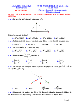 Đề tuyển sinh lớp 10 THPT môn Toán năm 2022 – 2023 sở GD&ĐT Tuyên Quang