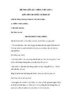 Đề ôn thi giữa kì 1 Tiếng Việt lớp 4 Kết nối tri thức - Đề số 3