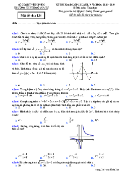 Đề thi KSCĐ Toán 12 lần 1 năm 2018 – 2019 trường THPT Ngô Gia Tự – Vĩnh Phúc