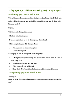 Giải Công nghệ 7 Bài 12: Chăn nuôi gà thịt trong nông hộ | Kết nối tri thức
