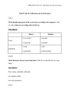 Giải Tiếng Anh 10 Unit 5C: Talk about your favorite sports | Explore New Worlds