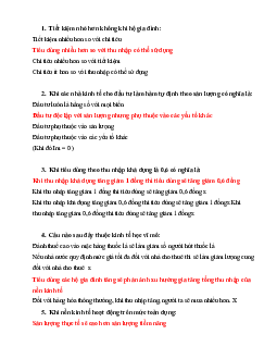 Tổng hợp câu hỏi trắc nghiệm Kinh tế vi mô | Trường Đại học Kinh tế và Quản trị Kinh doanh, Đại học Thái Nguyên