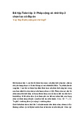 Bài tập Toán lớp 2: Phép cộng có nhớ lớp 2 chọn lọc có đáp án