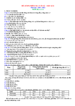 Đề cương ôn thi Địa 12 HK2 năm 2022 trắc nghiệm tham khảo