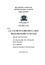 Các vấn đề về nghèo đói và thực trạng đói nghèo ở Việt Nam - Tiểu luận môn Kinh tế phát triển | Đại học Gia Định