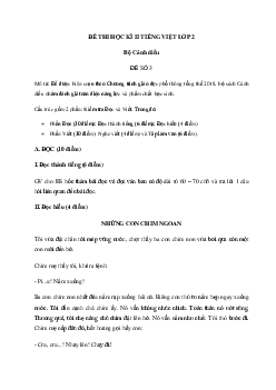 Đề thi học kì 2 lớp 2 môn Tiếng Việt theo Thông tư 27 - Đề 3 | Cánh Diều